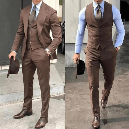 Herren Anzug 3-teilig – Slim Fit – Wolle – Einreiher – Eleganter Business-Look