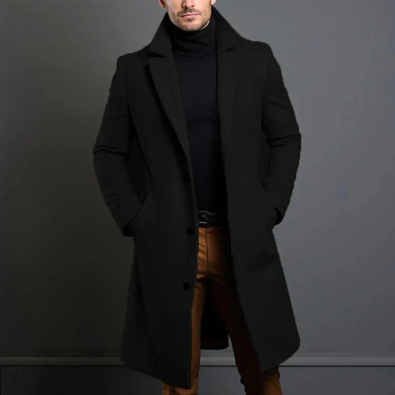 Herren Mantel – Elegante Passform – Voll­lang – Klassisches Revers – Zeitloses Design