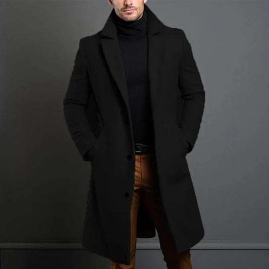 Herren Mantel – Elegante Passform – Voll­lang – Klassisches Revers – Zeitloses Design