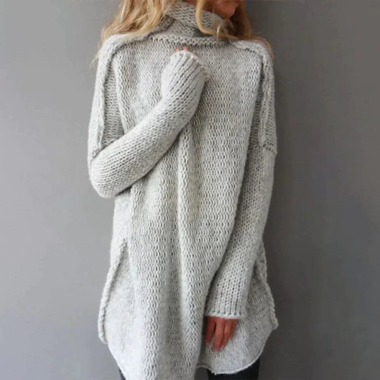 Damen Rollkragenpullover – Oversize Passform – Grobstrick – Weiches Wollgemisch