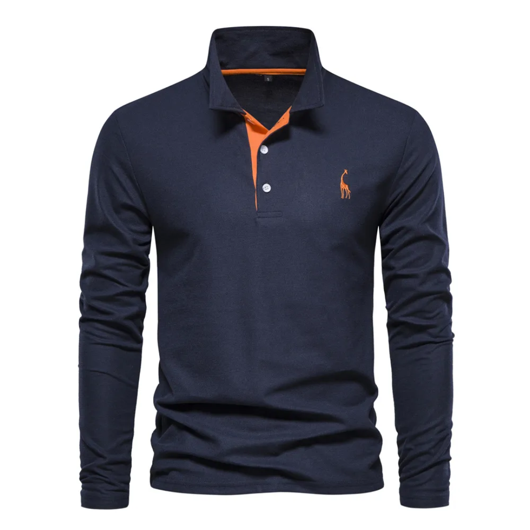 Herren Poloshirt – Slim Fit – Langarm – Atmungsaktives Mischgewebe – Smart Casual