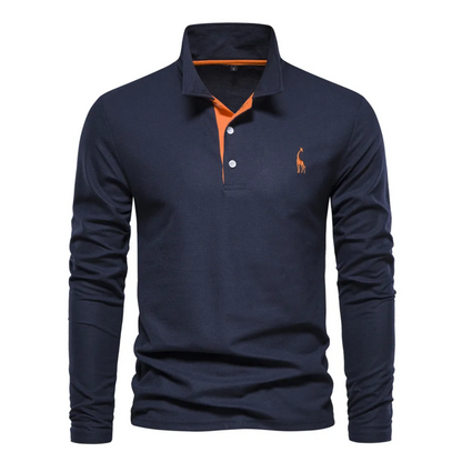 Herren Poloshirt – Slim Fit – Langarm – Atmungsaktives Mischgewebe – Smart Casual