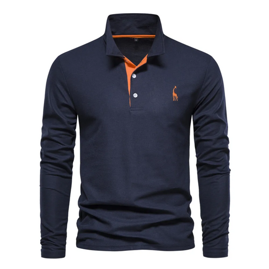 Herren Poloshirt – Slim Fit – Langarm – Atmungsaktives Mischgewebe – Smart Casual