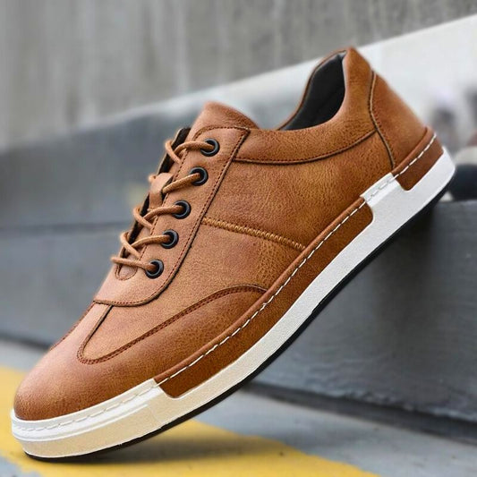 Herren Sneaker – Low Top – Lederoptik – Schnürung – Robuste Gummisohle