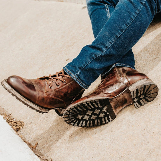 Herren Stiefel – Lederoptik – Knöchelhoch – Robuste Sohle – Schnürverschluss