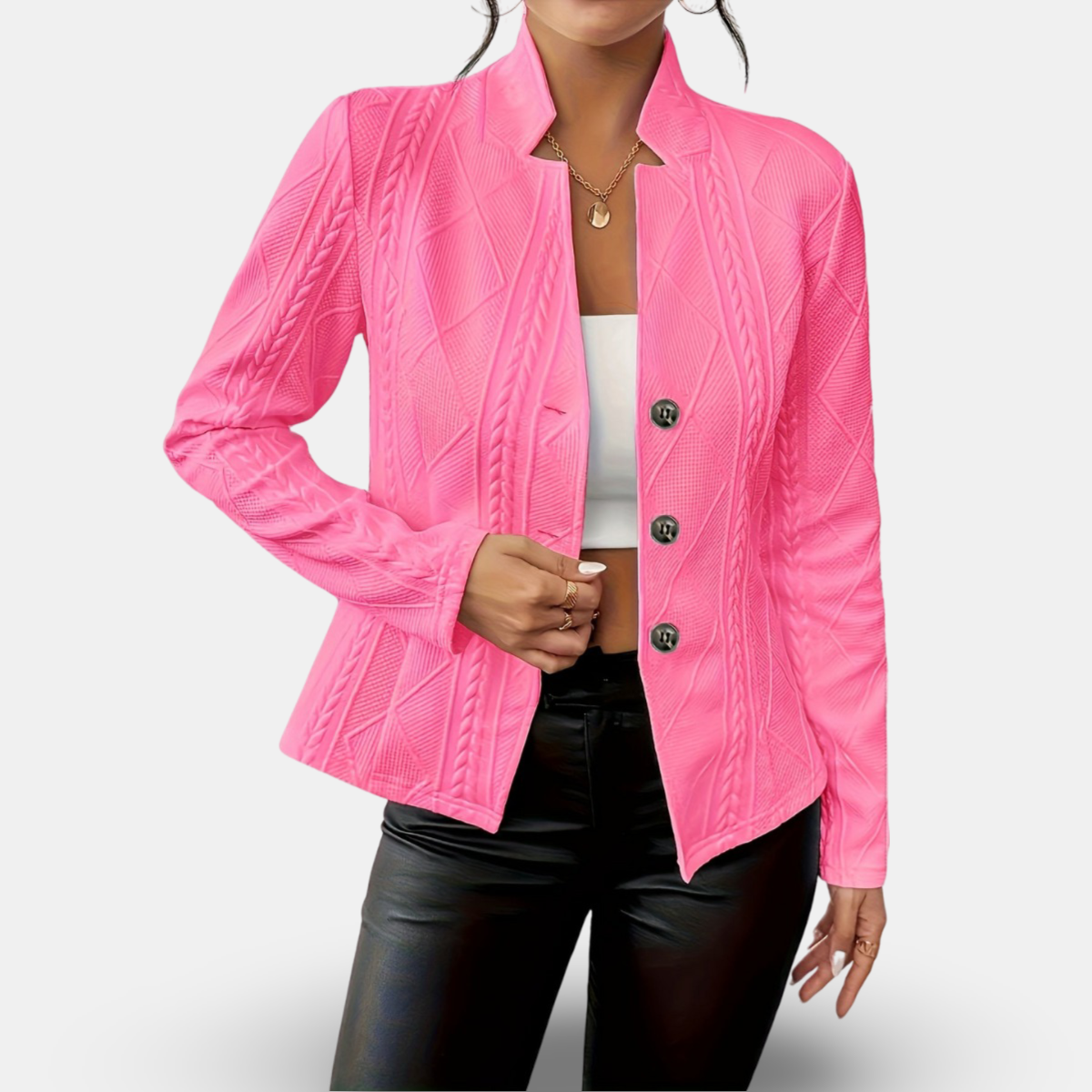 Damen Blazer – Taillierter Schnitt – Strukturierte Silhouette – Weiches Strickdesign