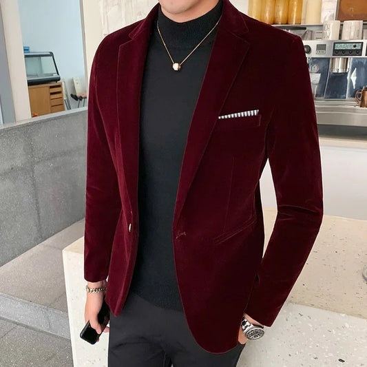 Herren Blazer – Slim Fit – Luxusstoff – Ein-Knopf – Formeller Schnitt