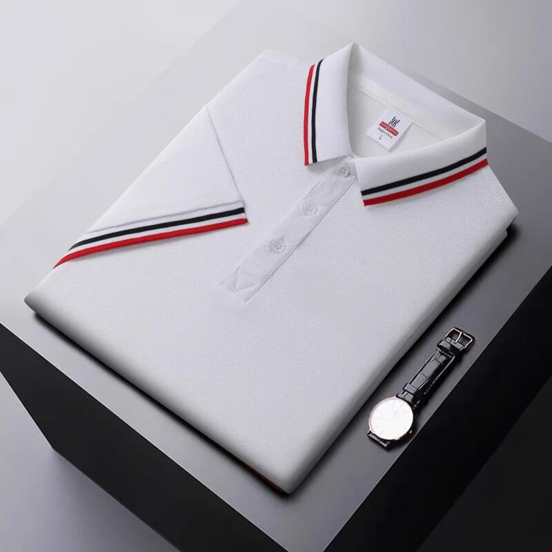 Herren Poloshirt – Regular Fit – Atmungsaktives Material – Gestreifter Kragen