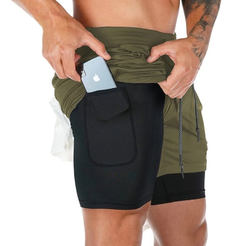 Herren Fitness Shorts – Doppellagig – Atmungsaktive Stretch-Funktion – Mittellang