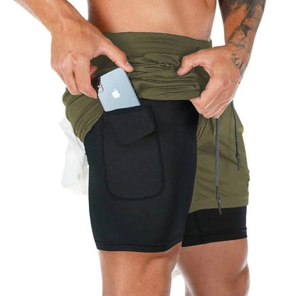 Herren Fitness Shorts – Doppellagig – Atmungsaktive Stretch-Funktion – Mittellang