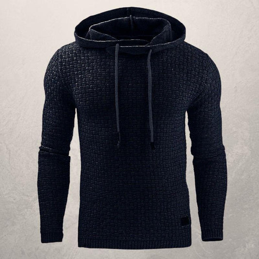 Herren Strickpullover – Slim Fit – Weiches Texturstrick – Kapuze mit Kordelzug