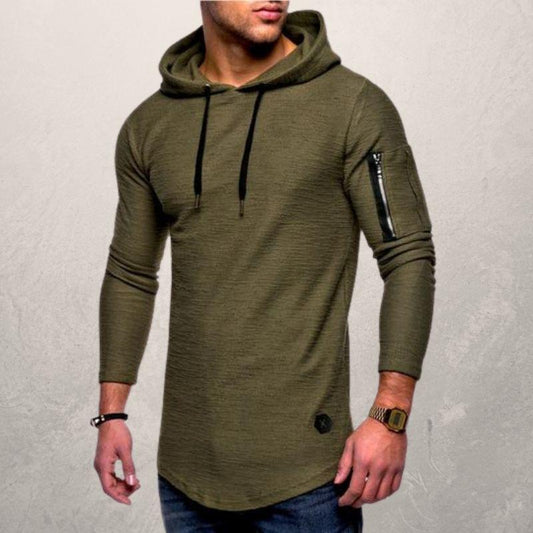 Herren Hoodie – Slim Fit – Weiches Strickgewebe – Reißverschlusstasche – Kapuze Verstellbar