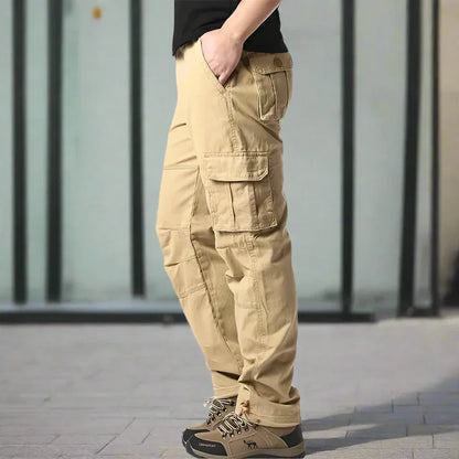 Herren Cargo-Hose – Relaxed Fit – Naturfasern – Utility-Taschen – Voll-Länge