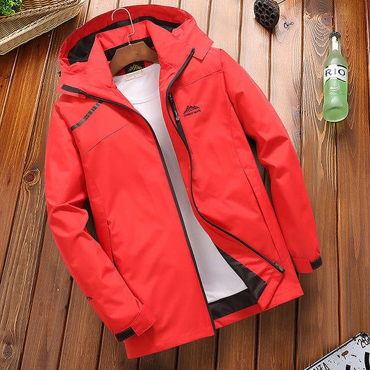 Herren Regenjacke – Regular Fit – Wasserdicht Atmungsaktiv – Mit Kapuze Zipverschluss