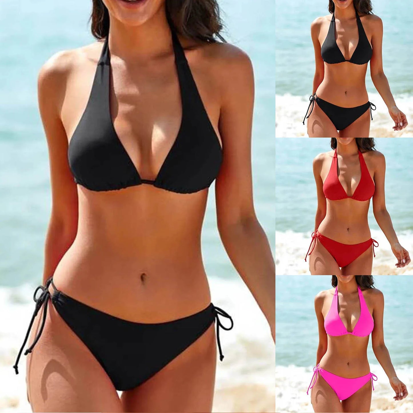 Damen Bikini Set – Triangel-Haltertop – Verstellbare Bindungen – Schnelltrocknend