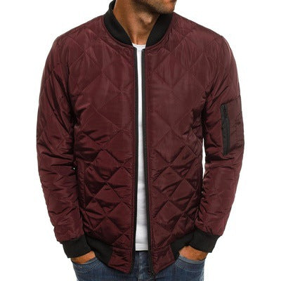 Herren Steppjacke – Regular Fit – Diamantsteppung – Rippbündchen – Ärmeltasche