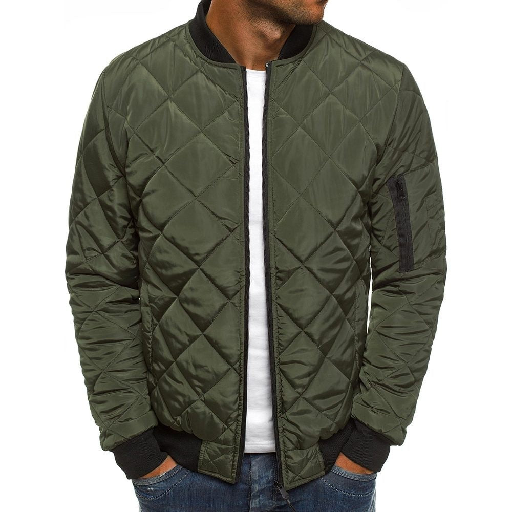 Herren Steppjacke – Regular Fit – Diamantsteppung – Rippbündchen – Ärmeltasche