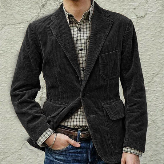 Herren Blazer – Strukturierter Schnitt – Cord-Optik – Reverskragen – Zwei-Knopf-Verschluss