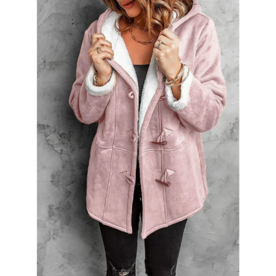 Damen Kapuzenjacke – Relaxed Fit – Fleecefutter – Knebelverschluss – Mid Length