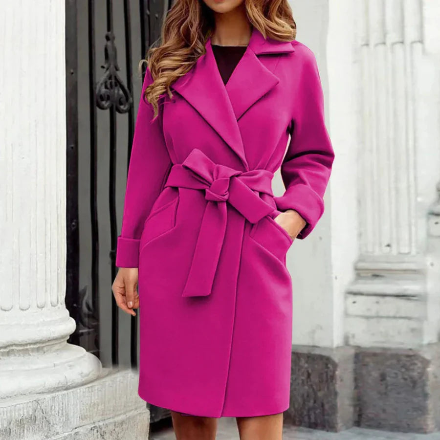 Damen Trenchcoat – Wollmischung – Taillierter Schnitt – Gürtel – Knielang Klassisch