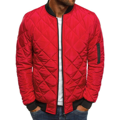 Herren Steppjacke – Regular Fit – Diamantsteppung – Rippbündchen – Ärmeltasche