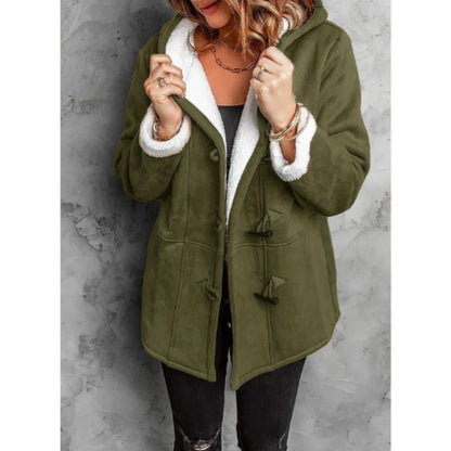 Damen Kapuzenjacke – Relaxed Fit – Fleecefutter – Knebelverschluss – Mid Length