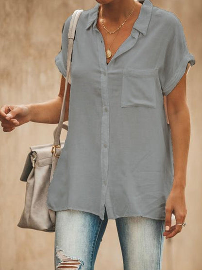 Damen Bluse – Lockerer Schnitt – Atmungsaktive Naturfaser – Kurzarm Freizeitlook