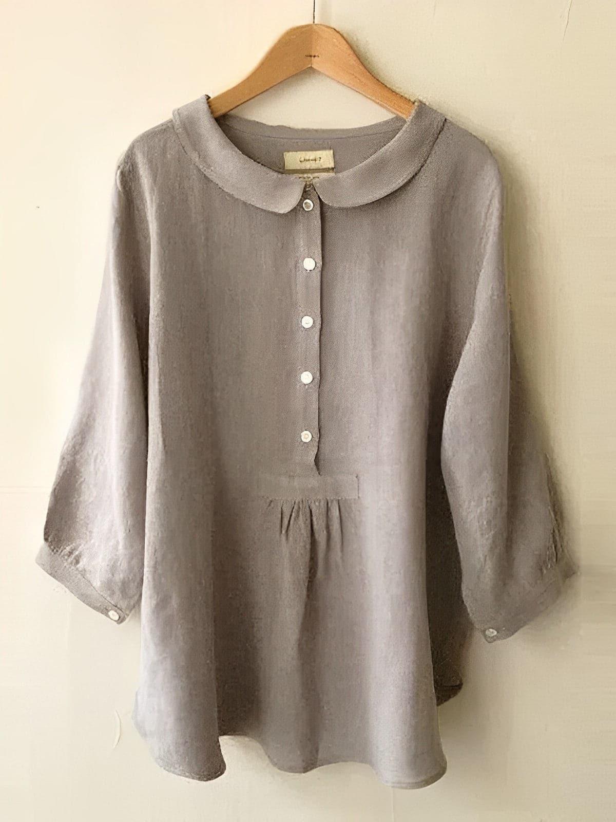 Damen Bluse – Lockerer Schnitt – Peter Pan Kragen – Atmungsaktives Gewebe – 3/4 Ärmel