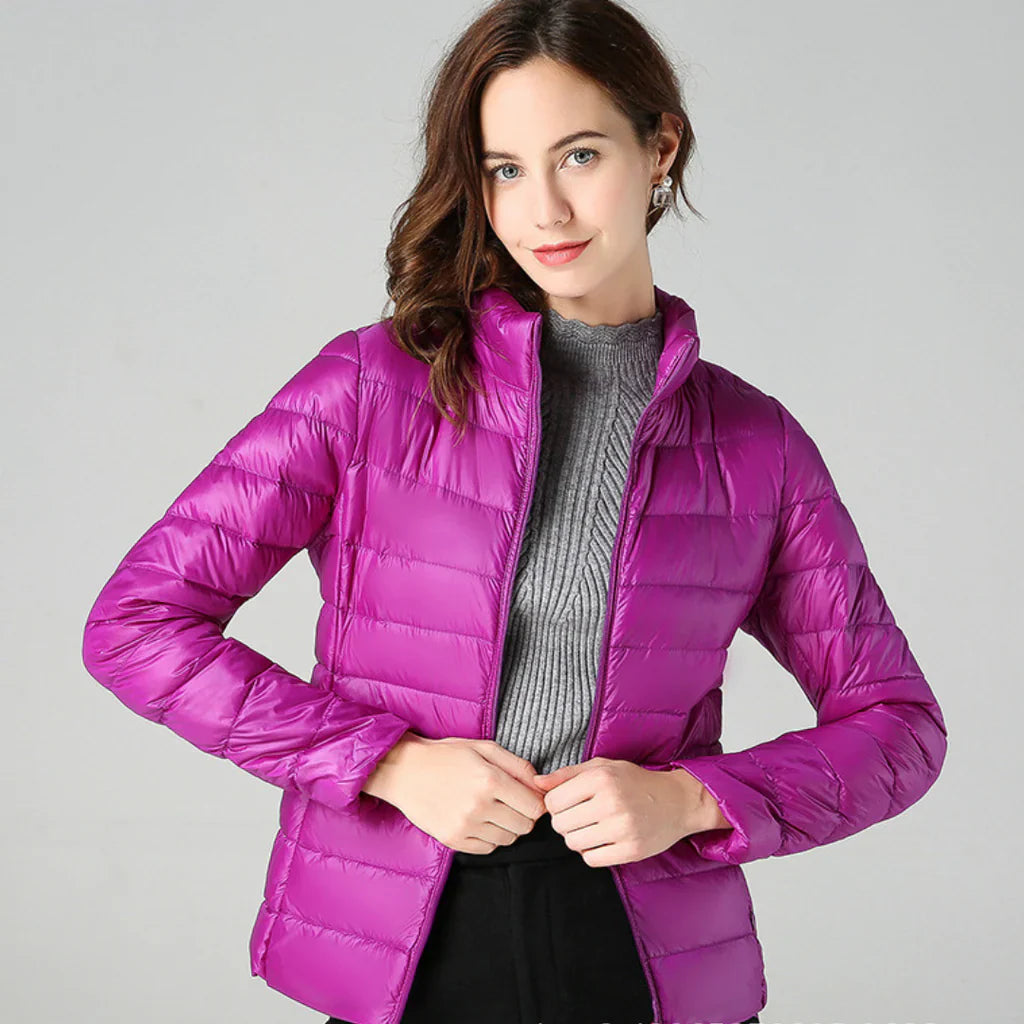 Damen Jacke – Slim Fit – Leicht – Wasserabweisend – Gesteppt – Hoher Kragen