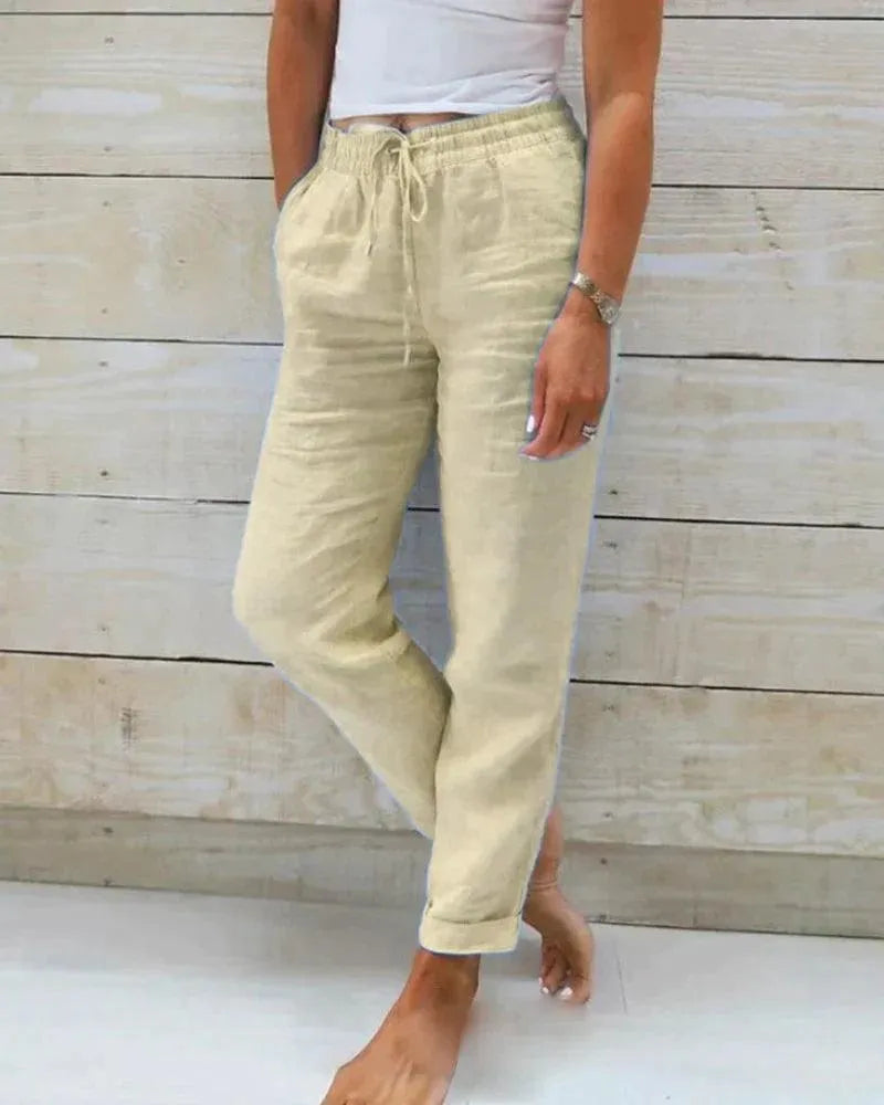 Damen Hose – Lockerer Schnitt – Elastischer Bund mit Kordelzug – Atmungsaktives Material