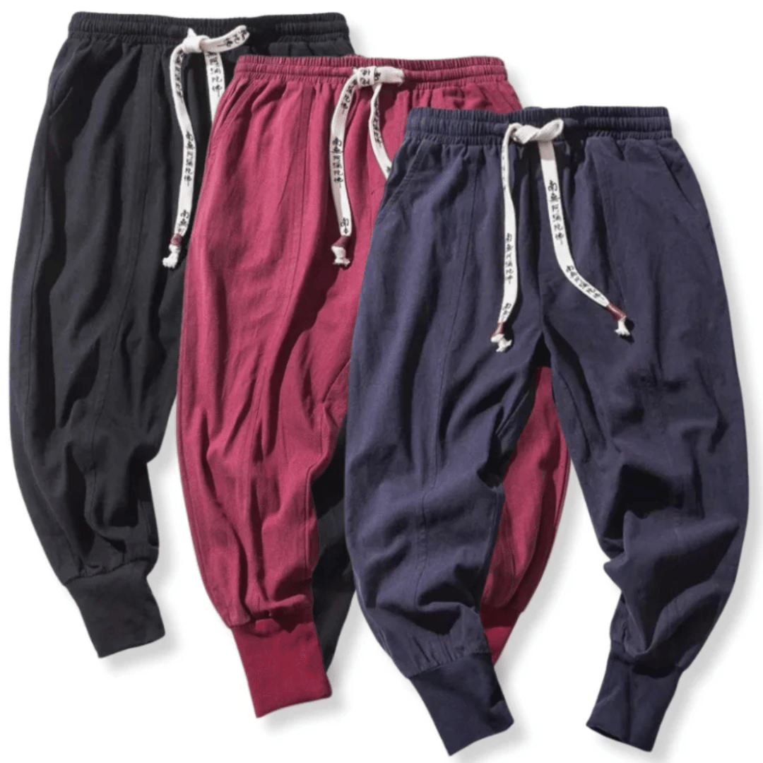 Herren Tapered-Hose – Lockerer Schnitt – Atmungsaktiv – Elastischer Bund mit Bündchen