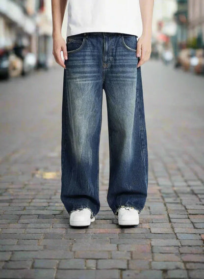 Herren Jeans – Baggy Fit – Atmungsaktive Naturfasern – Weites Bein – Voll­lang