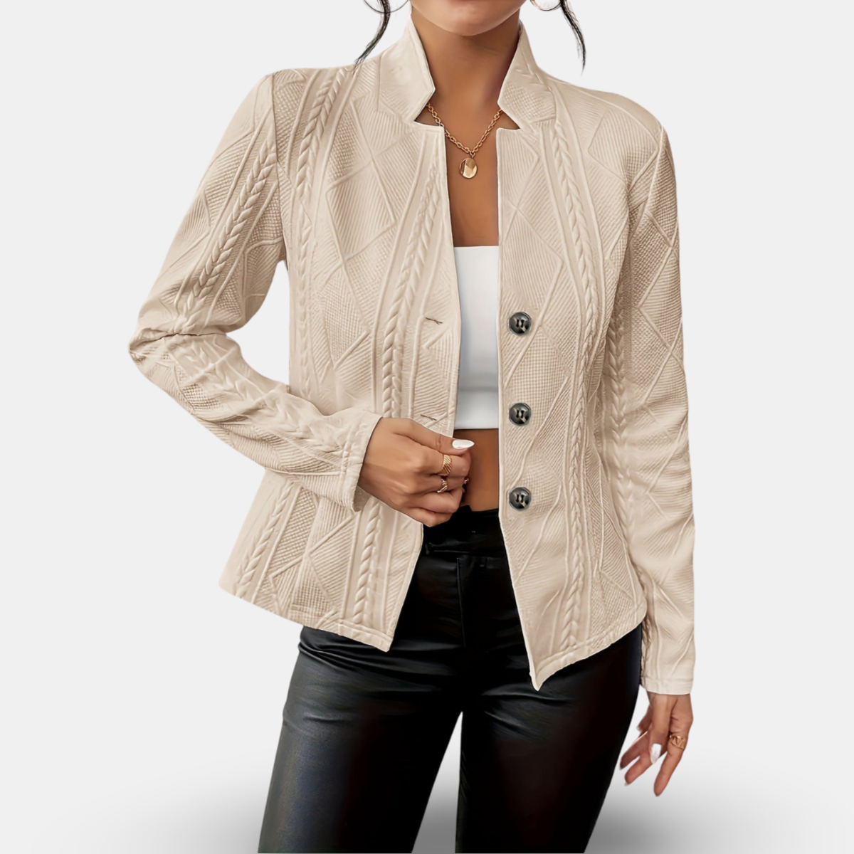Damen Blazer – Taillierter Schnitt – Strukturierte Silhouette – Weiches Strickdesign