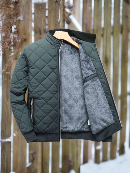 Herren Bomberjacke – Gestepptes Design – Weiches Innenfutter – Reißverschluss – Rippbündchen
