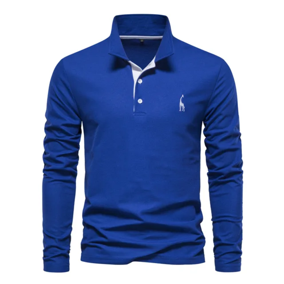 Herren Poloshirt – Slim Fit – Langarm – Atmungsaktives Mischgewebe – Smart Casual