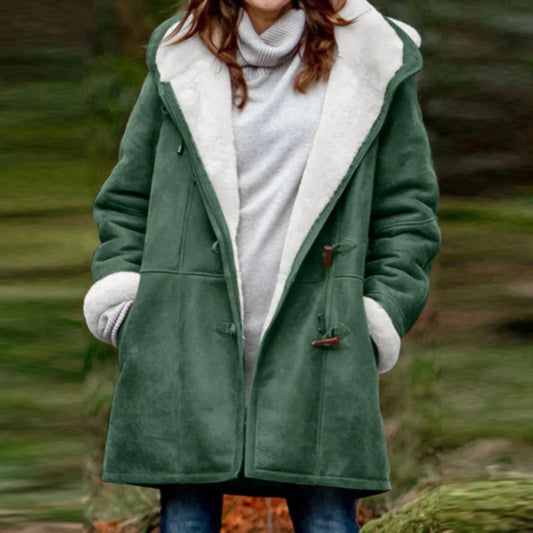 Damen Kapuzenjacke – Relaxed Fit – Fleecefutter – Knebelverschluss – Mid Length