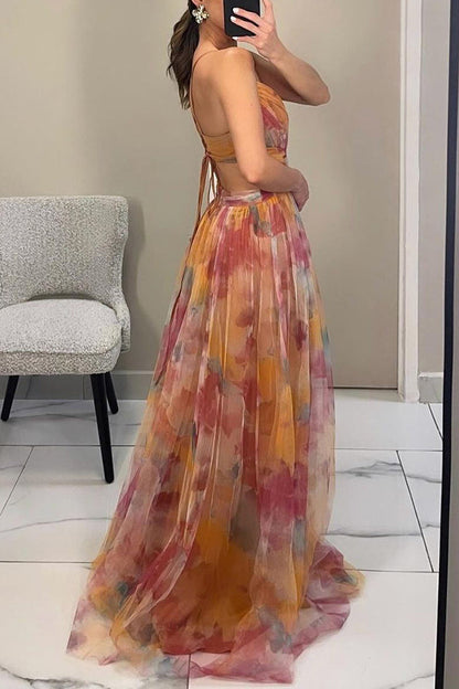 Damen Maxikleid – Figurbetontes Oberteil – Luftiger Rock – Eleganter Schnitt