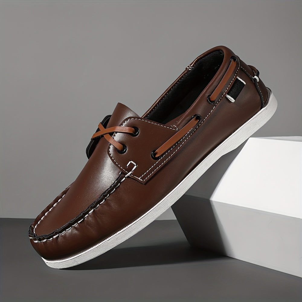 Herren Bootsschuhe – Leder – Moc-Nähte – Rutschfeste Gummisohle – Seitenschnürung