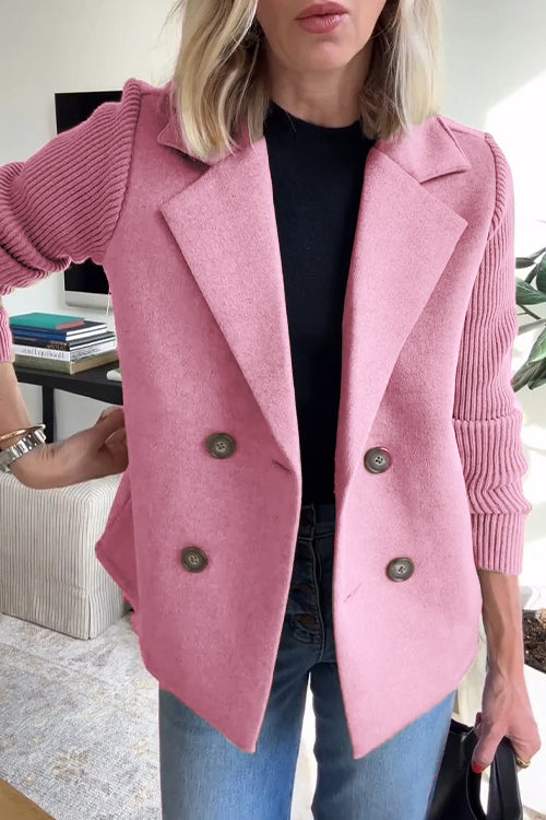 Damen Blazer – Taillierter Schnitt – Doppelreiher – Weiches Finish – Rippärmel