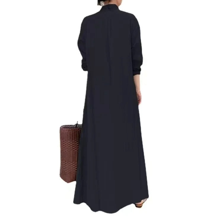 Damen Freizeitkleid – Lockere Passform – Knopfleiste – Mit Taschen – Atmungsaktiver Stoff