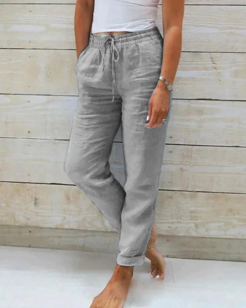Damen Hose – Lockerer Schnitt – Elastischer Bund mit Kordelzug – Atmungsaktives Material