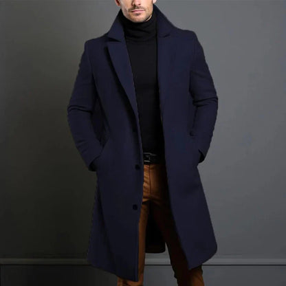 Herren Mantel – Elegante Passform – Voll­lang – Klassisches Revers – Zeitloses Design