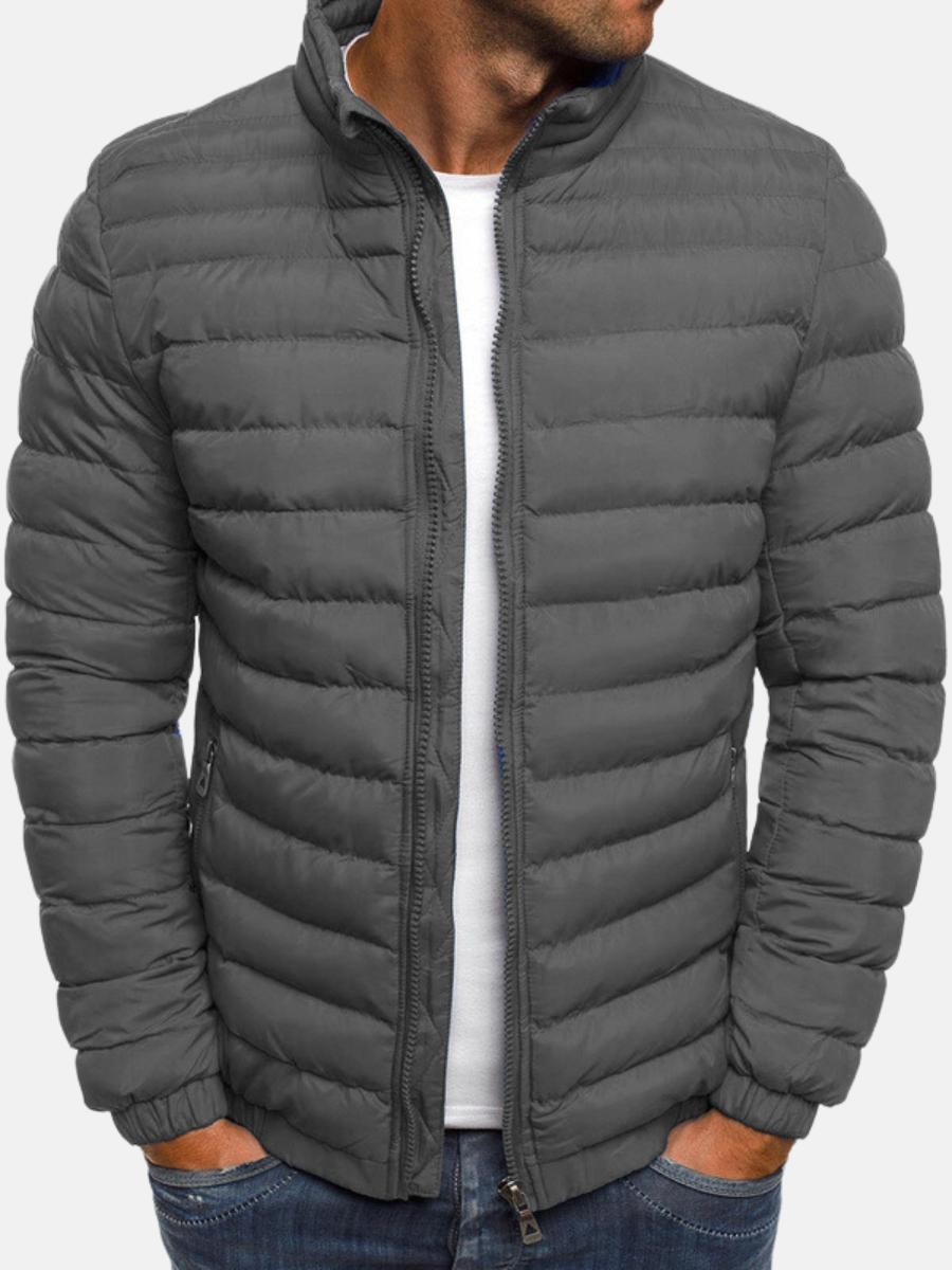 Herren Steppjacke – Slim Fit – Leicht Gepolstert – Hoher Kragen – Casual Look
