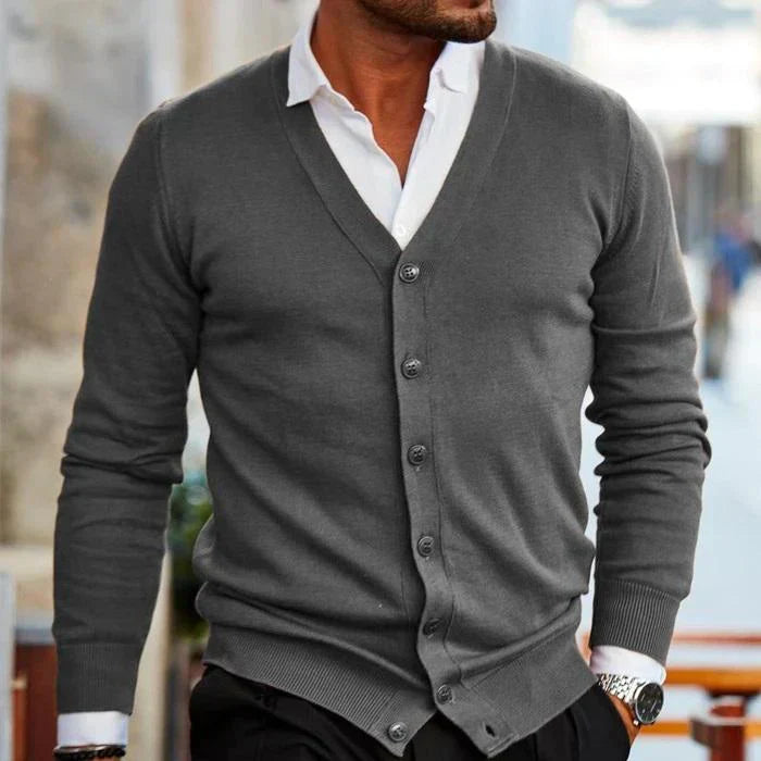 Herren Cardigan – Slim Fit – Weiches Strickmaterial – V-Ausschnitt – Knopfleiste