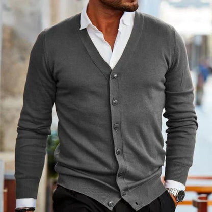 Herren Cardigan – Slim Fit – Weiches Strickmaterial – V-Ausschnitt – Knopfleiste