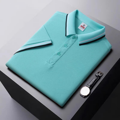 Herren Poloshirt – Regular Fit – Atmungsaktives Material – Gestreifter Kragen