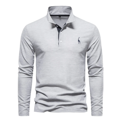 Herren Poloshirt – Slim Fit – Langarm – Atmungsaktives Mischgewebe – Smart Casual