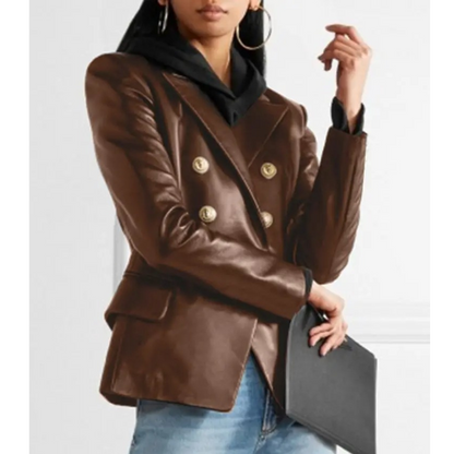 Damen Blazer – Taillierter Schnitt – Doppelreihig – Strukturierte Form – Luxusstoff