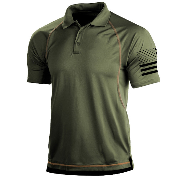 Herren Poloshirt – Taillierter Schnitt – Atmungsaktive Mischung – Grafikärmel