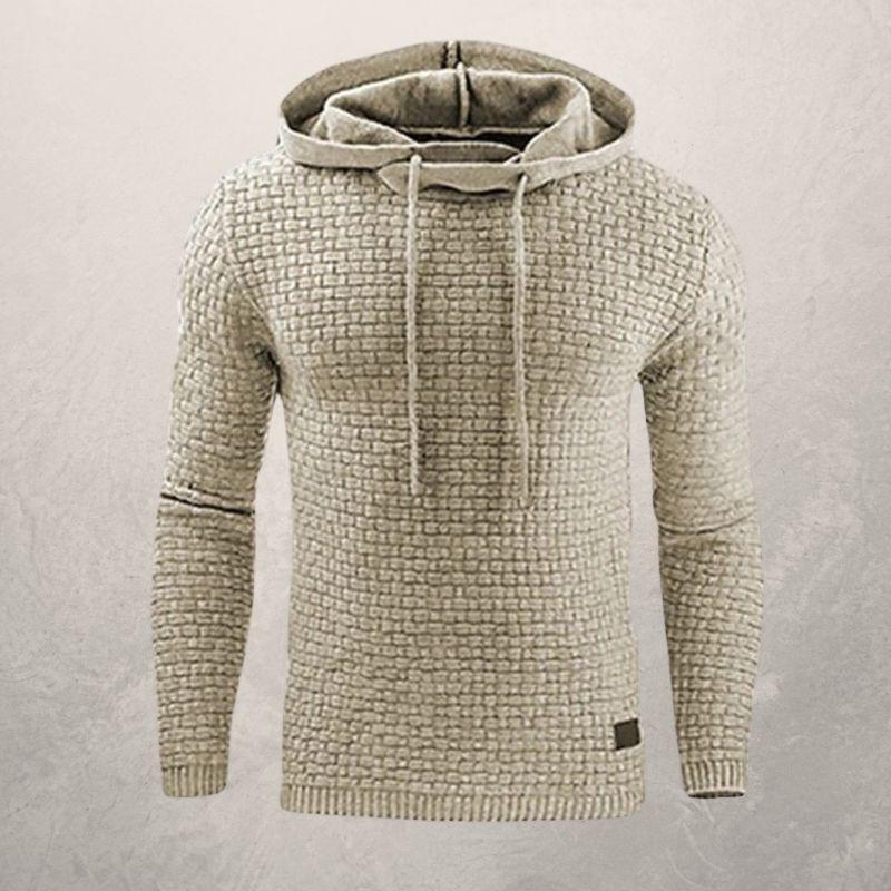 Herren Strickpullover – Slim Fit – Weiches Texturstrick – Kapuze mit Kordelzug